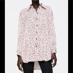 Zara heart print blouse NWT
